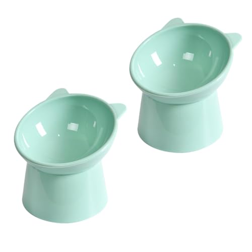 Qpets® Cat Feeding Bowl, 11.5cm Elevated Cat Bowl Feeder, Raised Anti Vomiting 45°Slanted Bowl Pet Food Dish Healthy with Anti-Tip Design for Kittens (2Pcs, Green) Qpets® Cat Feeding Bowl, 11.5cm Elevated Cat Bowl Feeder, Raised Anti Vomiting 45°Slanted Bowl Pet Food Dish Healthy with Anti-Tip Design for Kittens (2Pcs, Green)